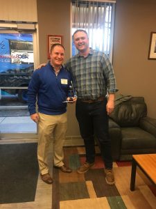 The Associated Builders & Contractors of Baltimore (ABC) present the Young Leader award to TEI Electrical Solutions' Kevin Murphy.